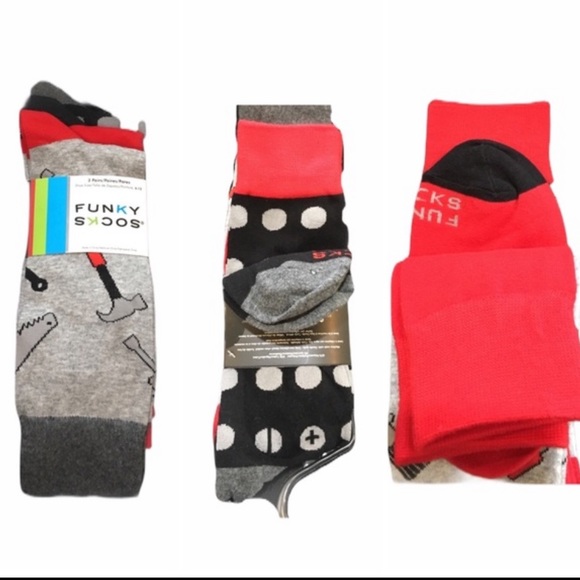 Funky Socks Tool Socks, 3Pack, Gray, Red, Black - Picture 10 of 10